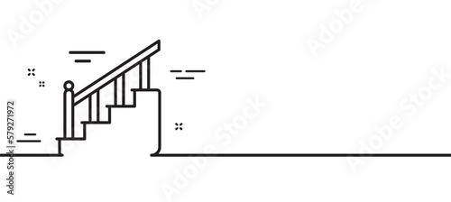 Stairs line icon. House staircase sign. Steps with railing symbol. Minimal line illustration background. Stairs line icon pattern banner. White web template concept. Vector