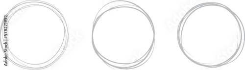 Grey circle line hand drawn set. Highlight hand drawing circle isolated on background. Round handwritten circle. For marking text, note, mark icon, number, marker pen, pencil and text check, vector