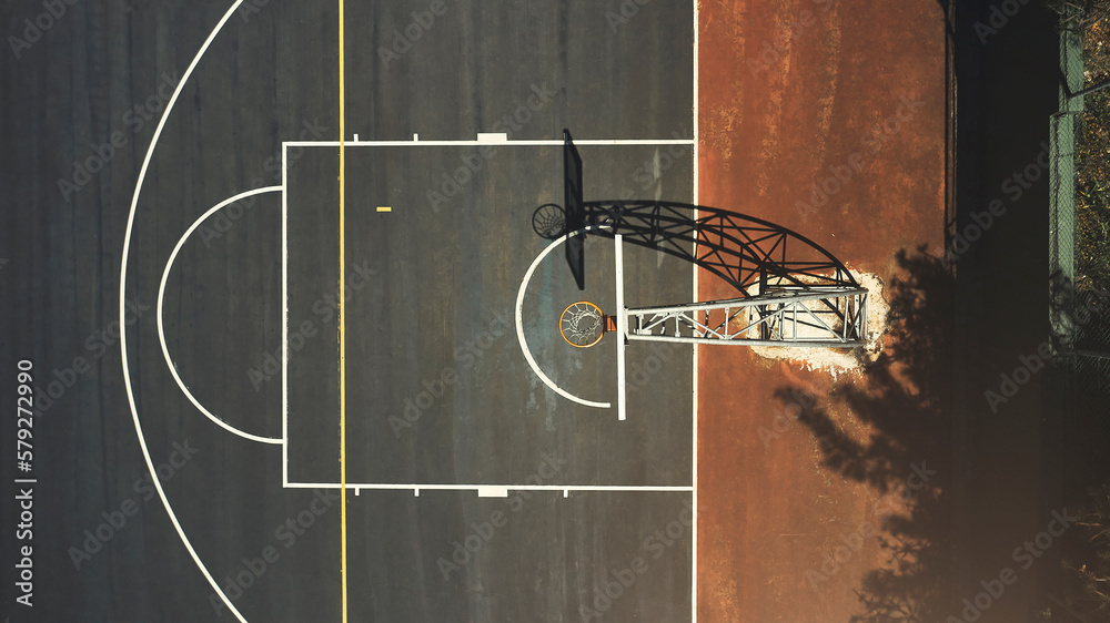 Aerial background basketball court, sports playground and outdoor