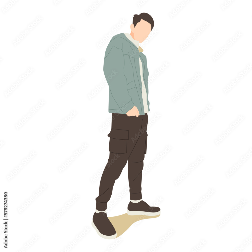 young man standing posing with stylish outfits illustration young man standing posing with stylish outfits illustration