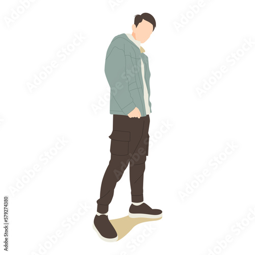 young man standing posing with stylish outfits illustration