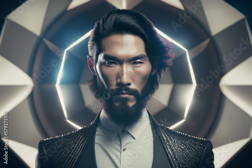 portrait of a photogenic futuristic Asian male