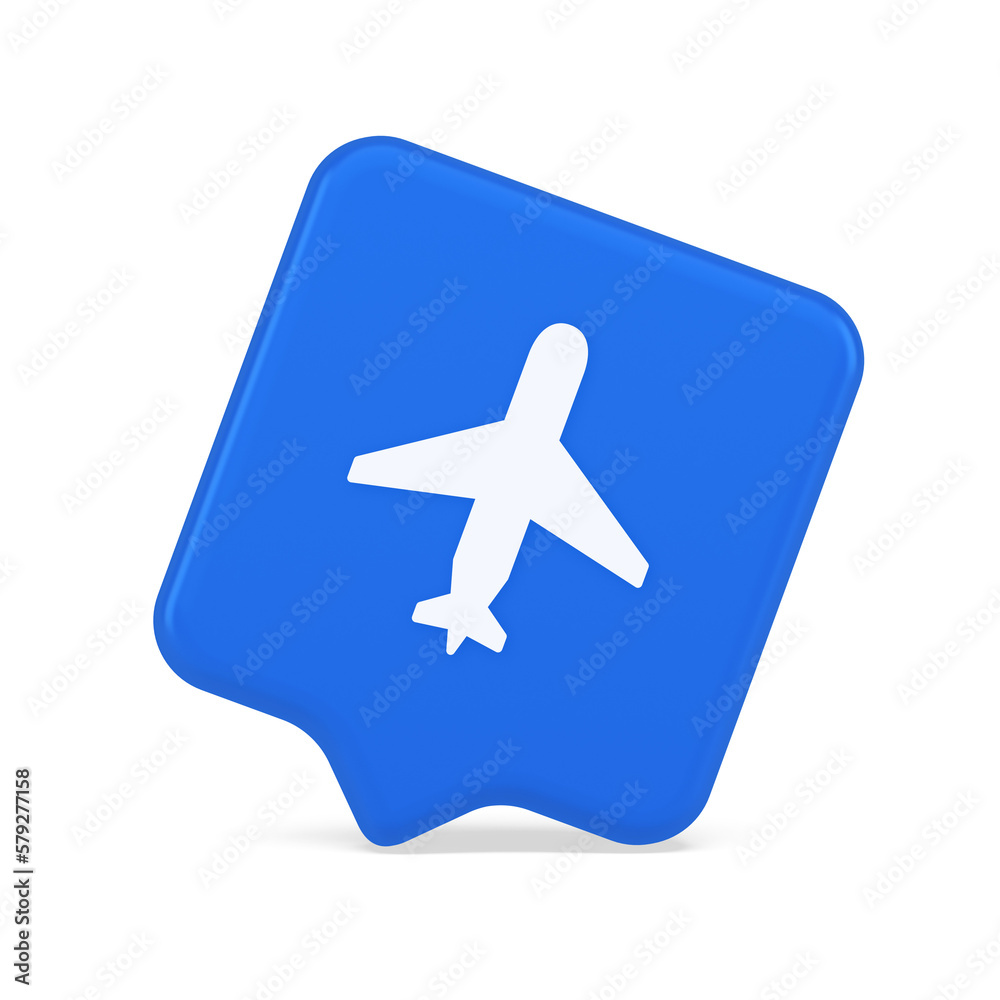 Airplane online check in button digital service passenger registration 3d realistic speech bubble icon Airplane online check in button digital service passenger registration 3d realistic speech bubble icon