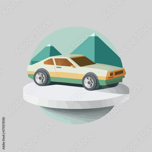 Car vehicle vector illustration. Flat style hand-drawn automobile. 