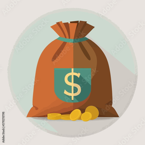 Money bag vector illustration. Currency finance. Flat style hand drawn