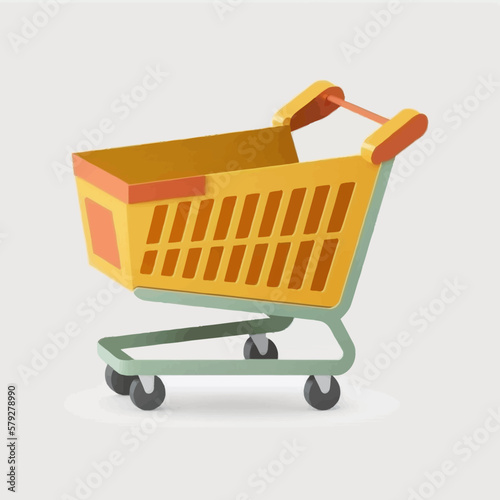 Vector shopping cart flat illustration. Flat style hand drawn