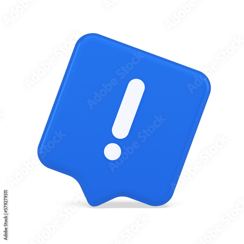 Exclamation mark keyboard button important attention point cyberspace communication 3d speech bubble icon