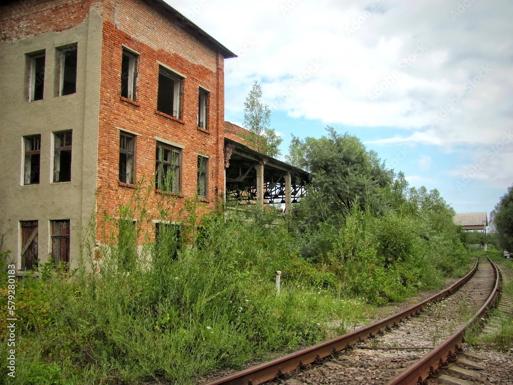 Old track at an abandoned factory
