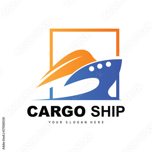 Cargo Ship Logo  Fast Cargo Ship Vector  Sailboat  Design For Ship Manufacturing Company  Waterway Sailing  Marine Vehicles  Transport  Logistics