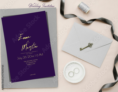 Wedding Cards Templates Purple Mock up