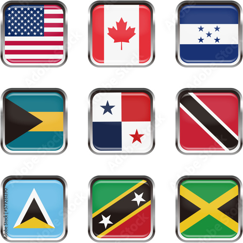 Free Download 世界の国旗ボタンアイコンセット☆北アメリカ☆アメリカ合衆国,カナダ,ホンジュラス,バハマ,パナマ,トリニダード・トバゴ,セントルシア,セントクリストファーネイビス,ジャマイカ - GFXLoad