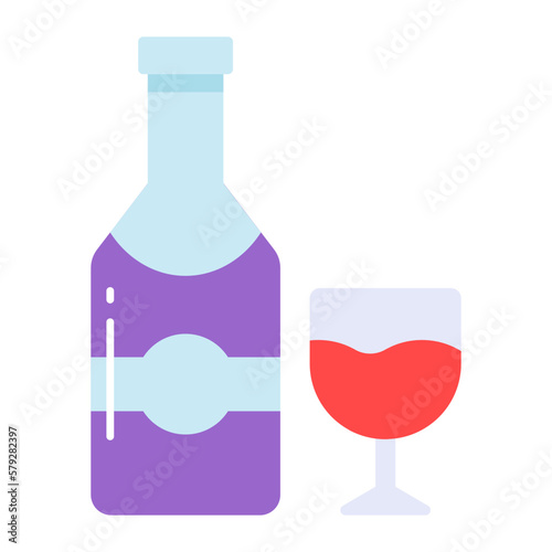 Drink bottle with glass vector design, easy to use icon