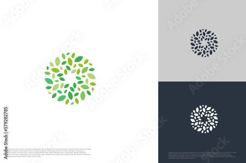 circle design elements abstract leaf for natural product company logo vector template