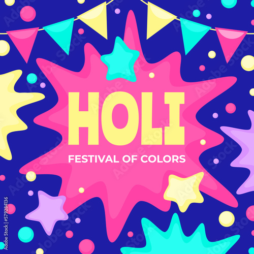  Ilustración plana del festival Holi