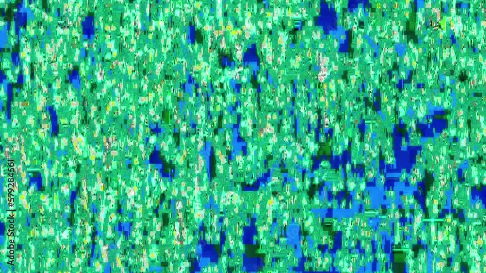 Color glitch grain noise analog distortion. Green blue real static ...