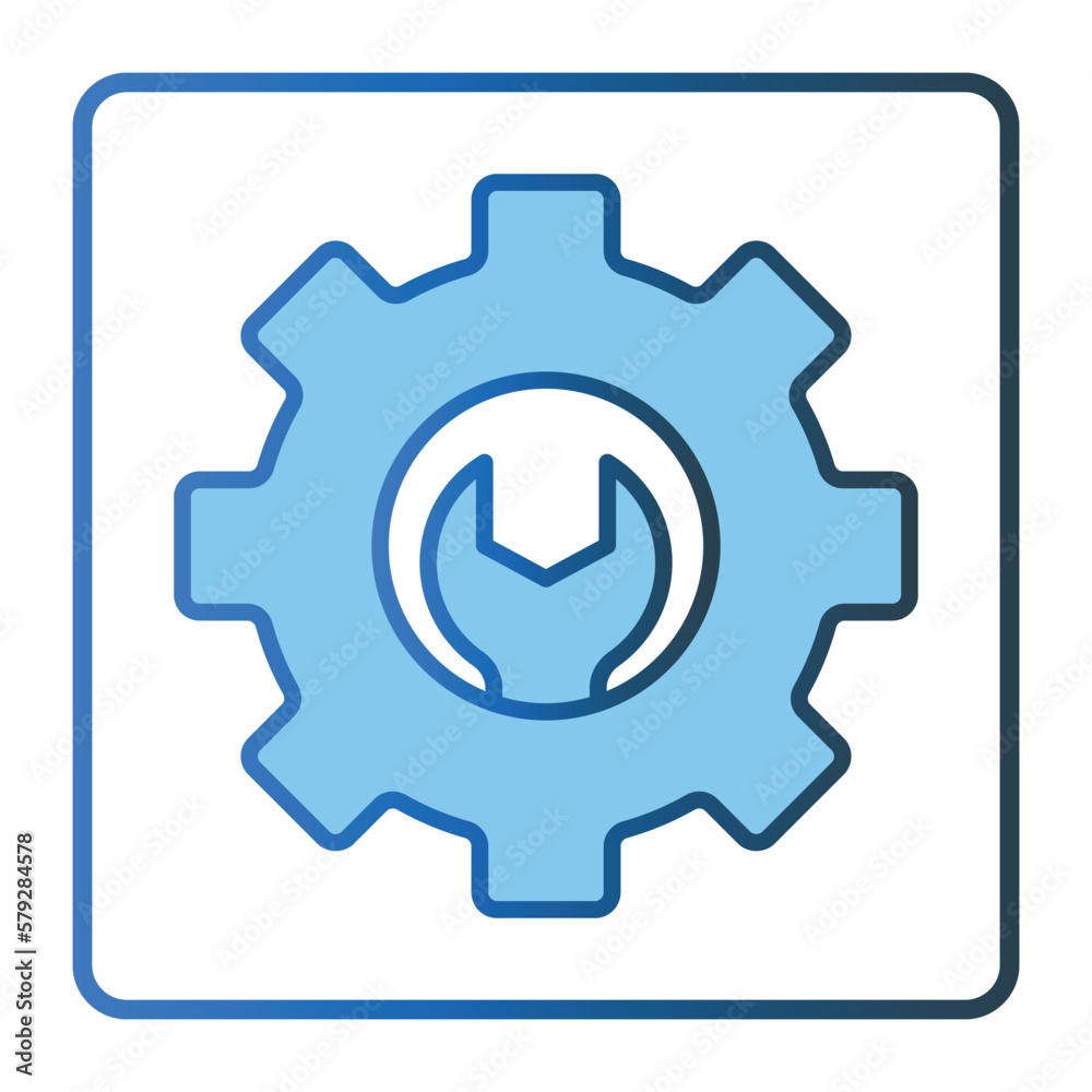 Gear icon illustration with wrench. icon related to tool. Two tone icon style, lineal color. Simple vector design editable Gear icon illustration with wrench. icon related to tool. Two tone icon style, lineal color. Simple vector design editable
