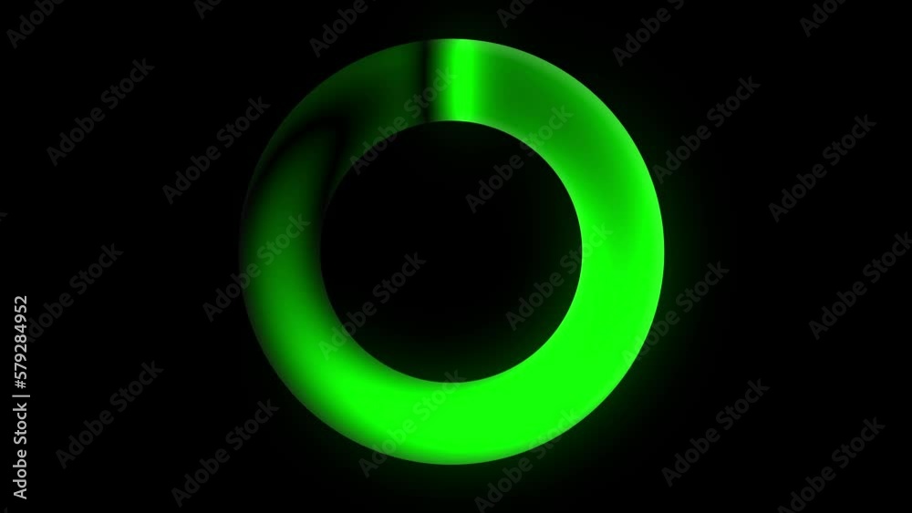 Seamless loop spinning glowing green circle on black background. Circular shaped logo animation Seamless loop spinning glowing green circle on black background. Circular shaped logo animation