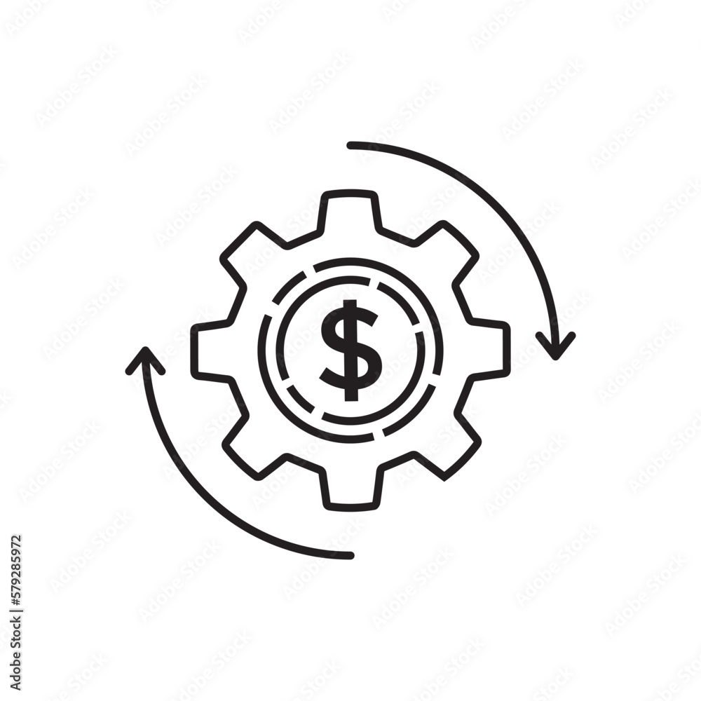 efficient use of funds or money management icon. thin line trend modern fin tech or capital logotype graphic linear design isolated on white. concept of cost or revenue optimization and reduction efficient use of funds or money management icon. thin line trend modern fin tech or capital logotype graphic linear design isolated on white. concept of cost or revenue optimization and reduction
