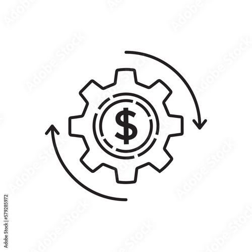 efficient use of funds or money management icon. thin line trend modern fin tech or capital logotype graphic linear design isolated on white. concept of cost or revenue optimization and reduction