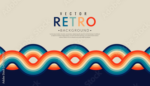 Photo Abstract minimalist retro background with wave stripes elements