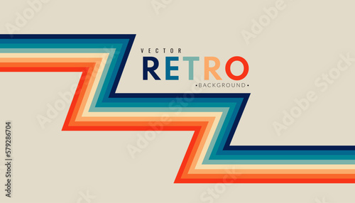 Abstract minimalist retro background with zigzag stripe elements. 70s lines background. Graphic vector flat design style.