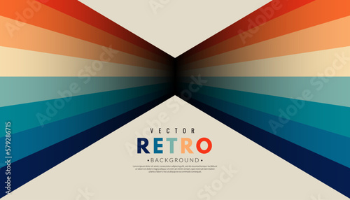 Abstract minimalist retro background with stripes elements. 70s lines background. Graphic vector flat design style.