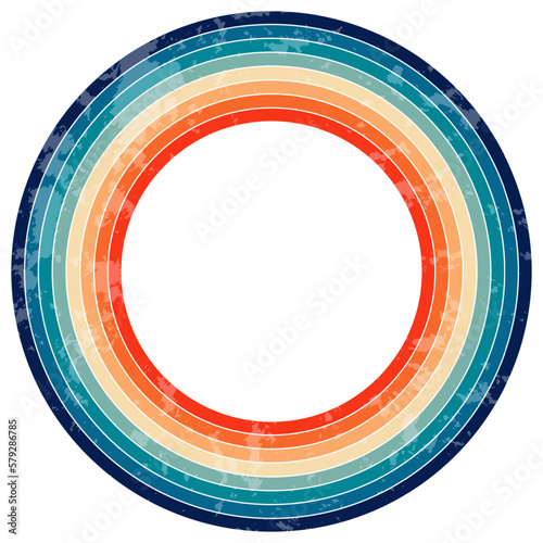 Abstract minimalist retro background with circle stripe elements. 70s lines background. Graphic vector flat design style.