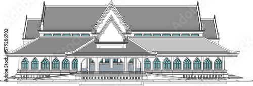 Vector sketch of traditional thai traditional building illustration