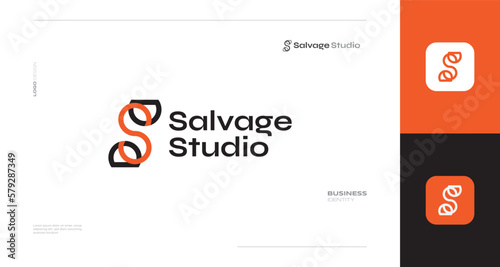 Abstract Letter S Logo Design with Line Style and Infinity Concept
