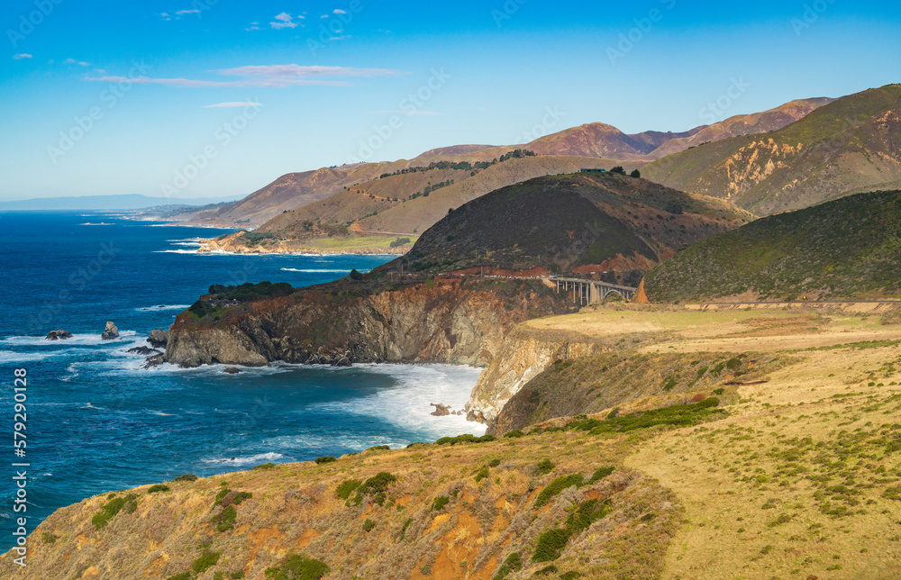 Coastal View of Big Sur in California on a Summer Day