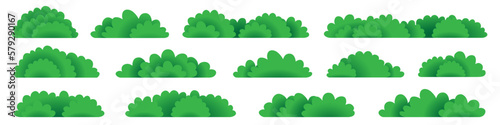 Bush icon set. Shrub bush set. Green tree.