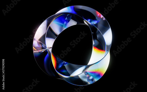 Fototapeta Naklejka Na Ścianę i Meble -  Colorful curve glass with dispersion, 3d rendering.