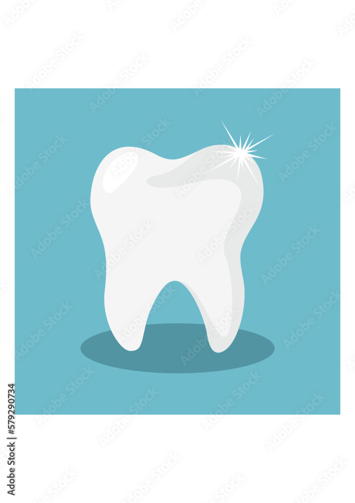 Healthy white tooth icon on blue background Healthy white tooth icon on blue background