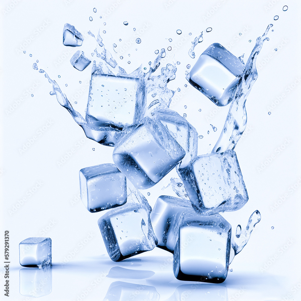 ice cubes on white background, generative ai ice cubes on white background, generative ai