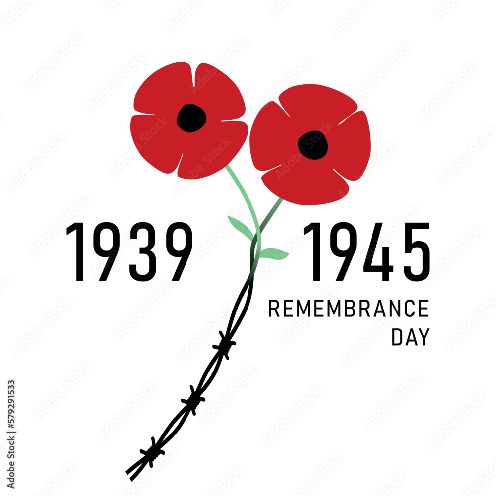 Day of Remembrance and Reconciliation. Red poppy flower commemorative