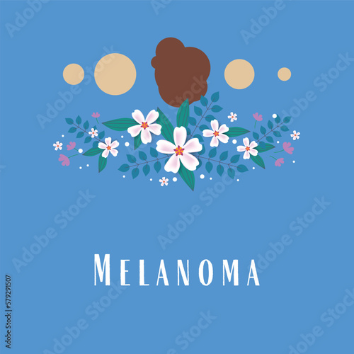Melanoma awareness. Skin cancer awareness. Trendy flat vector Melanoma icon vector illustration with flowers