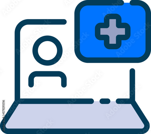 Online Medical Check Up Icon Vector - This icon is typically designed to represent an online medical check-up or consultation. It may feature an image of a stethoscope, a medical cross