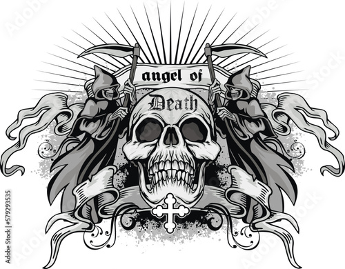 Gothic sign with skull, grunge vintage design t shirts
