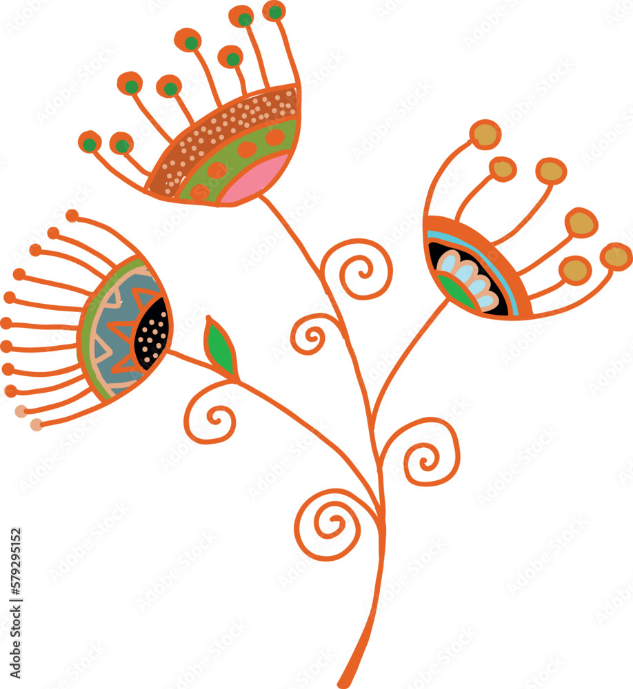 Fototapeta premium An ornamental plant in the ethno-style. Vector file for designs.