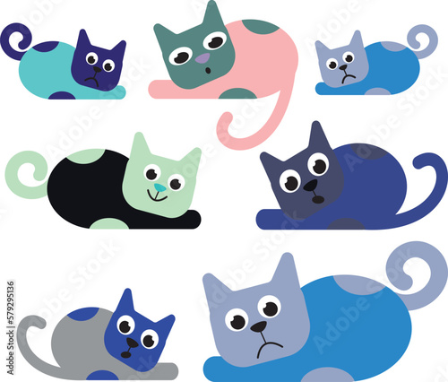 A set of different cats. Vector file for designs.