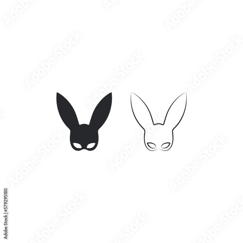 Black Rabbit Mask logo vector design template