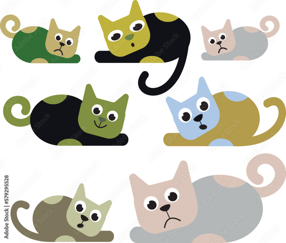 Seamless pattern with different cats. Vector file for designs. Seamless pattern with different cats. Vector file for designs.
