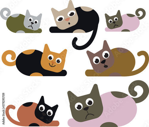 Seamless pattern with different cats. Vector file for designs.