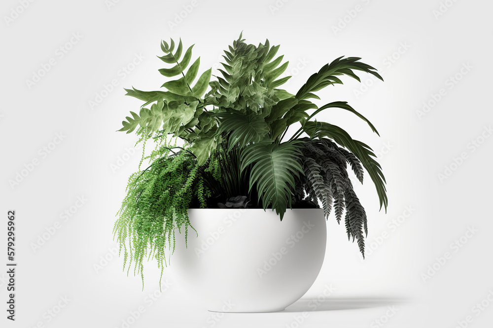 Interior decorative plant, isolated on white background. Generative AI illustration. Interior decorative plant, isolated on white background. Generative AI illustration.