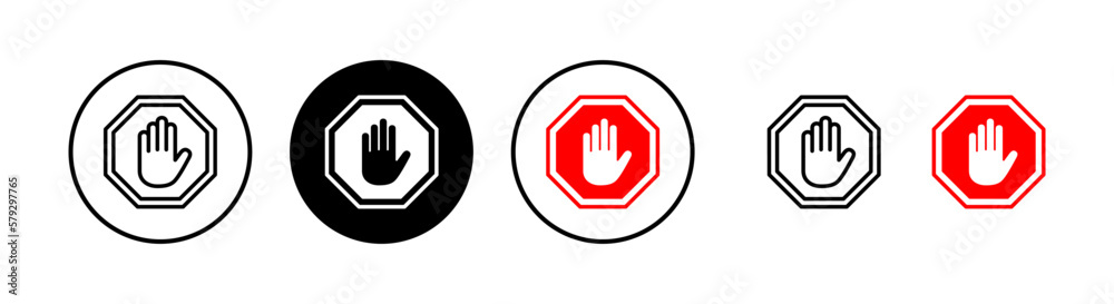 Stop icon vector illustration. stop road sign. hand stop sign and symbol. Do not enter stop red sign with hand Stop icon vector illustration. stop road sign. hand stop sign and symbol. Do not enter stop red sign with hand