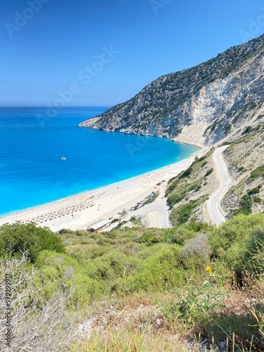view of the coast of island kefalonia beach greece © Geanina