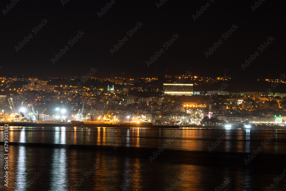 Algiers cityscape at night, Algiers skyline