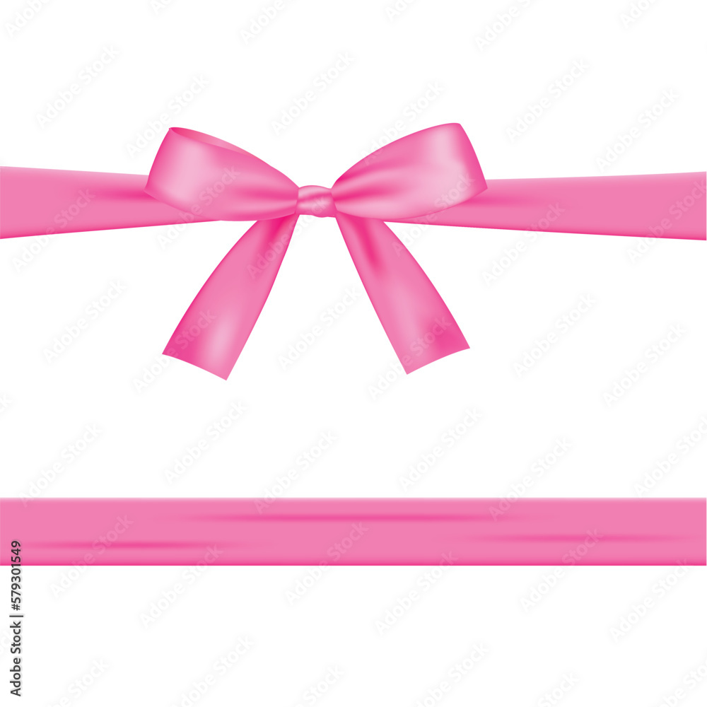 Pink bow with ribbons isolated on a white background Pink bow with ribbons isolated on a white background