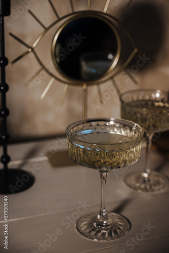 crystal glasses in a festive location