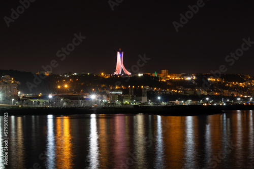 Algiers cityscape at night, Algiers skyline